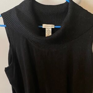 Catherines Black Sleeveless Turtleneck Knit Top